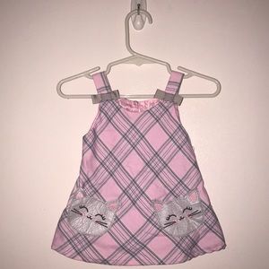PLAID PINK AND GRAY DRESS WITH KITTY POCKETS